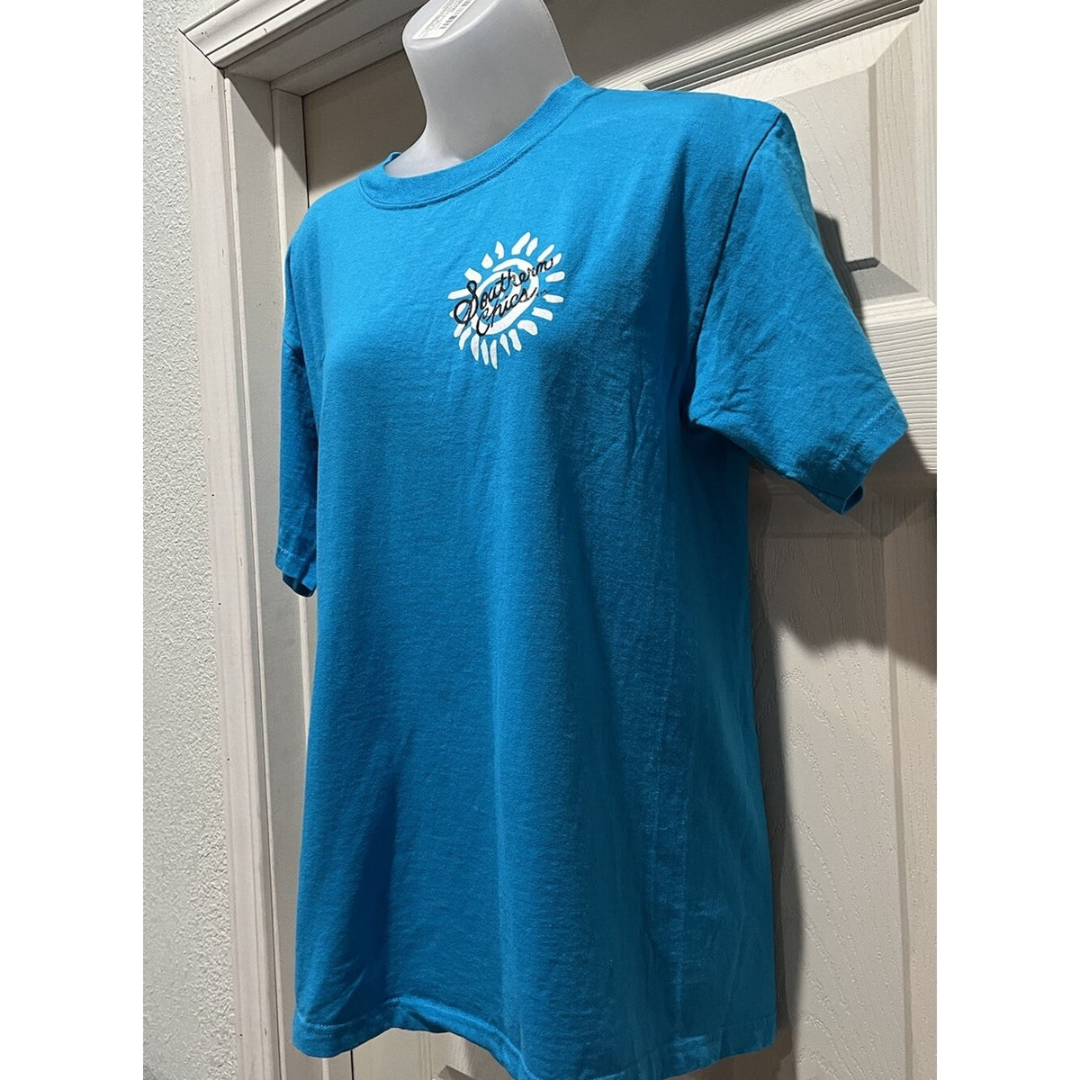 Southern Chics Teacher Girlie Bright Blue T Shirt Medium ABC 123