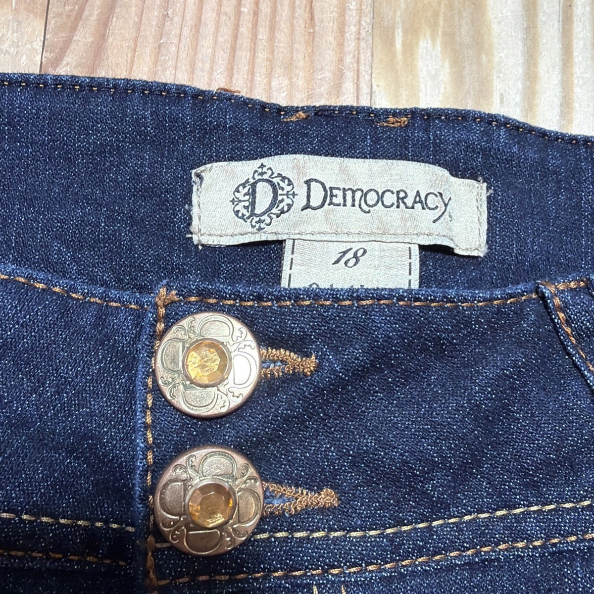 Democracy Rebel Itty Bitty Boot Jeans Women’s 18 Dark Wash Stretch Bootcut