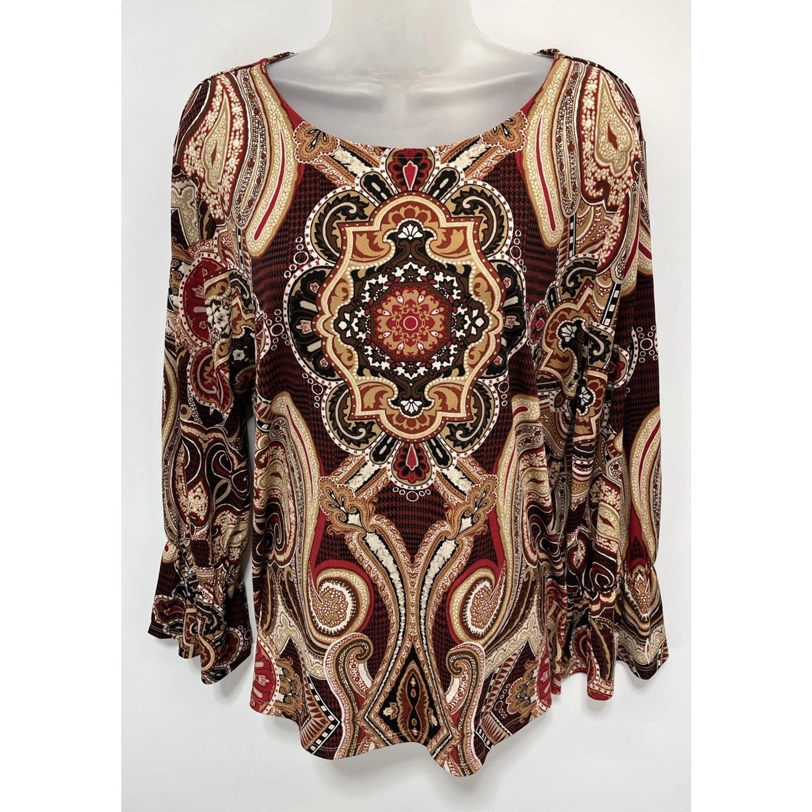 Chico's MEDALLION PAISLEY Long Sleeve Blouse Size 3