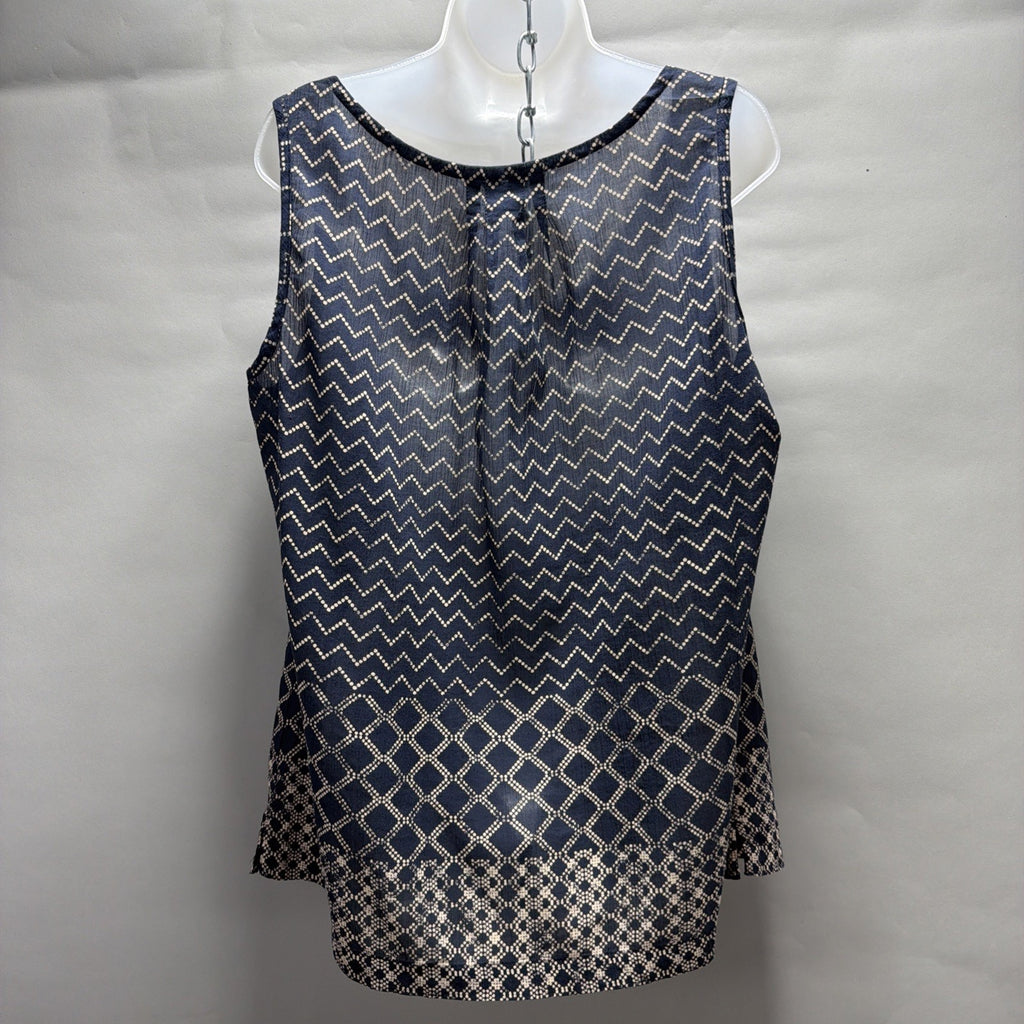 Eddie Bauer Women's Tank Shirt Blue Size L Sleeveless Blouse Top 100% Cotton