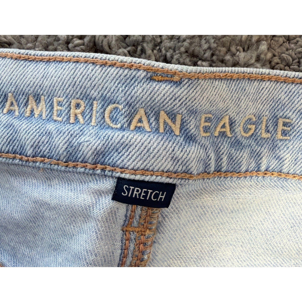 American Eagle Womens Su High Rise Ankle Straight Jeans Sz 4 Distressed Loose