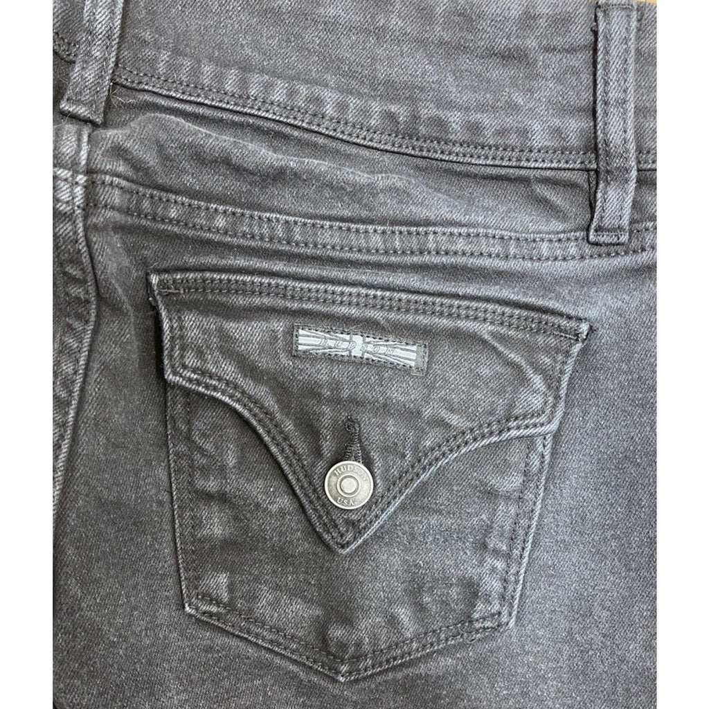 Hudson Beth Baby Boot Jeans size 4 Black Denim High Rise Flap Button Pocket