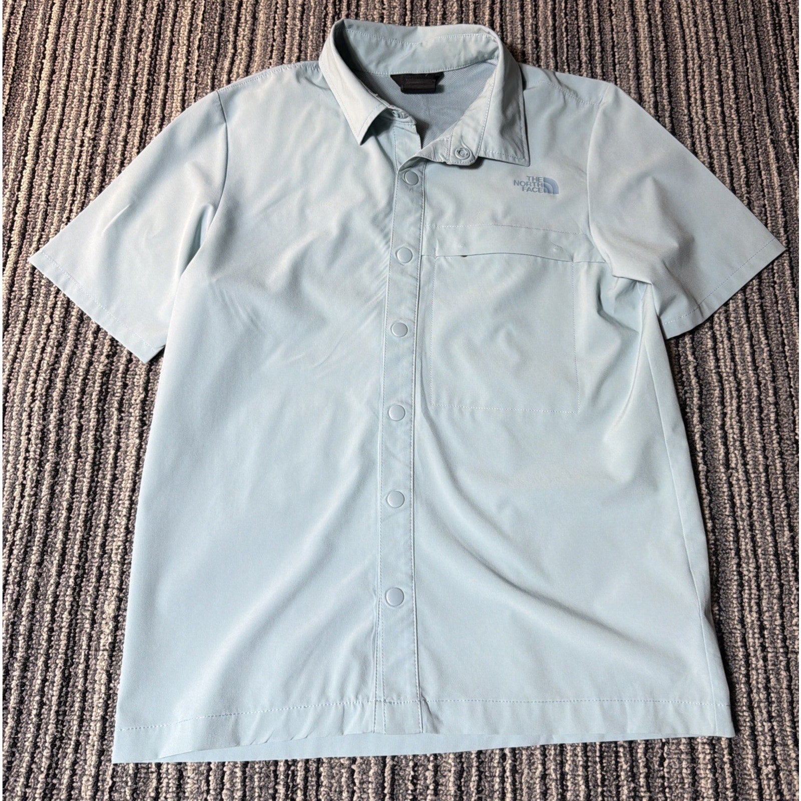The North Face First Trail Short Sleeve UPf Shirt Blue Stretch Men’s Small