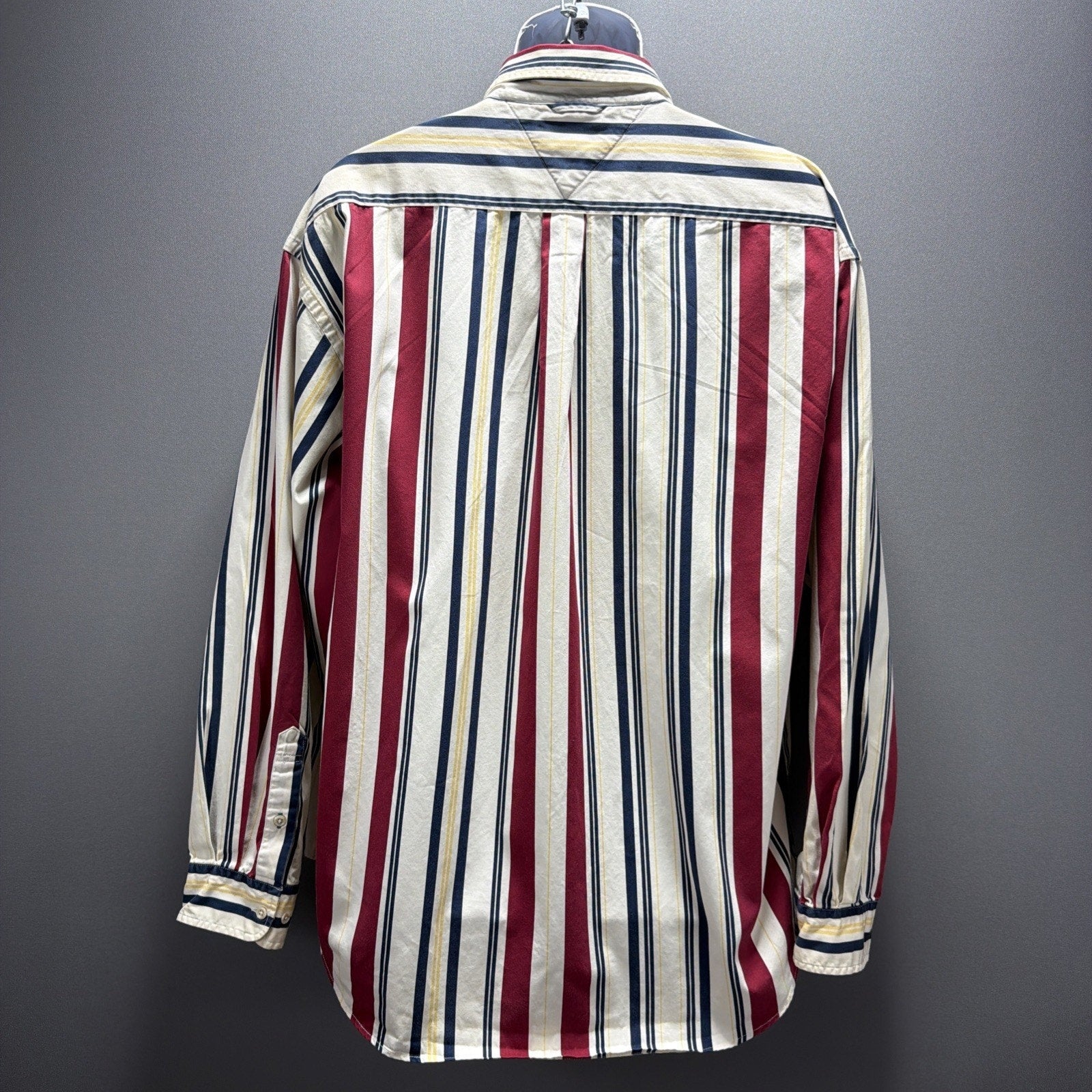 VTG 90’s Tommy Hilfiger Men's long Sleeve Button Down Stripe Shirt Crest Logo XL