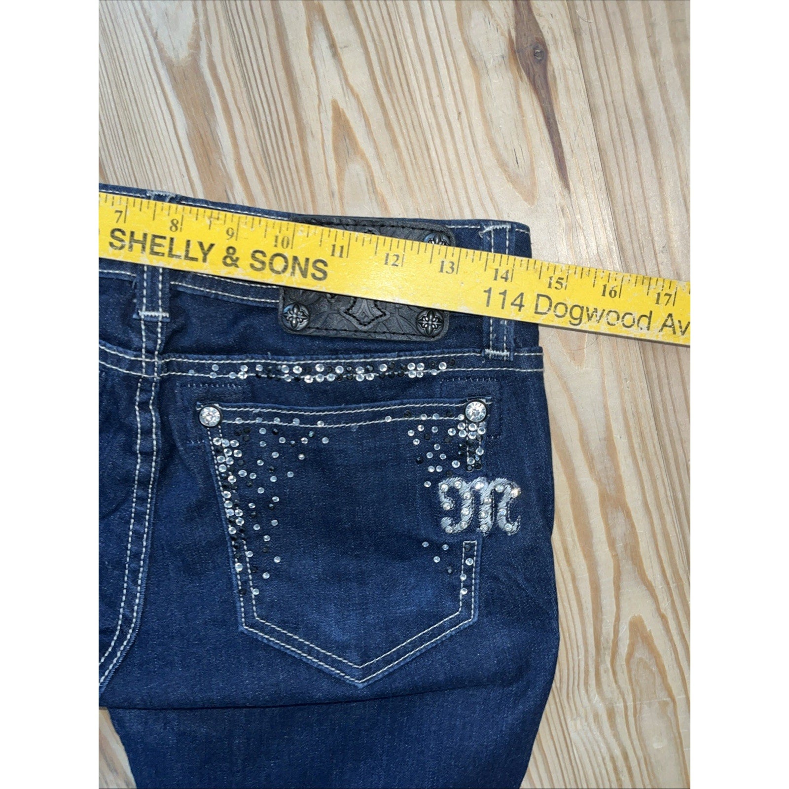 Miss Me Womens Bling Studded Skinny Jeggings Jeans Denim Dark Wash Size 27