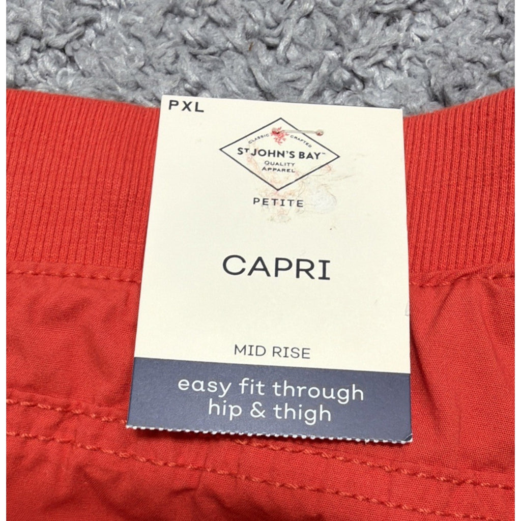 St Johns Bay Capri Pants Womens PXL Petite Parachute Cargo Pockets Drawstring