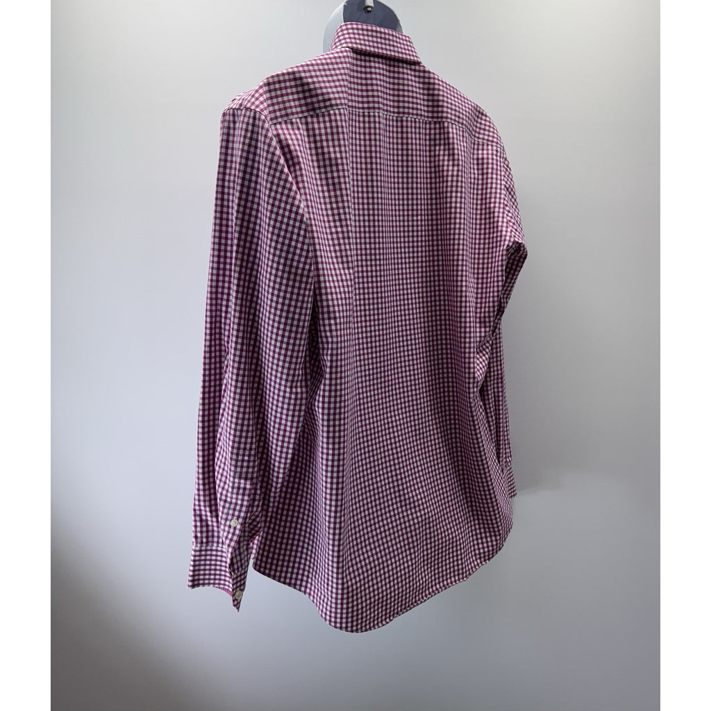 Egara Men Size 16 1/2-34/35 Check Non- Iron Slim Fit Cuffs Long Sleeve Shirt