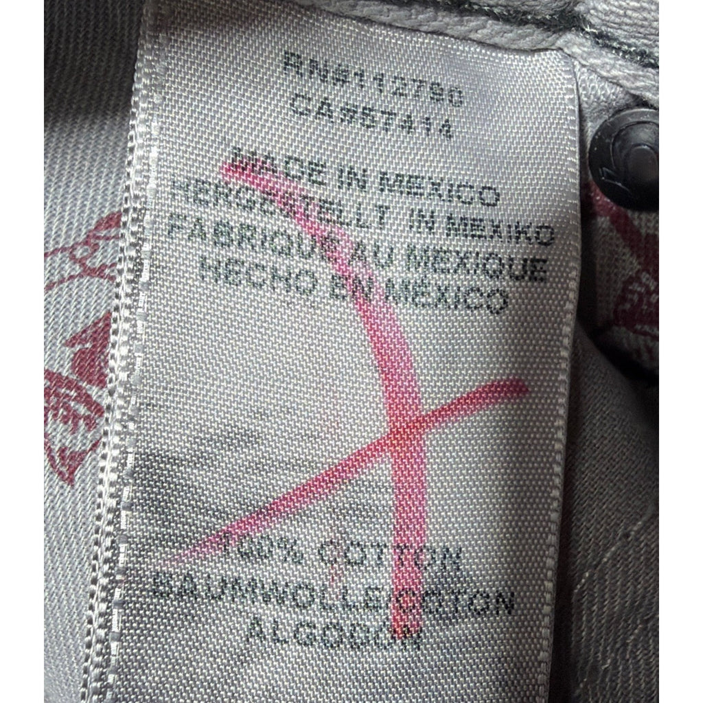 True Religion Straight Jeans Mens 34 x 33 Gray Black Dark Denim Flap
