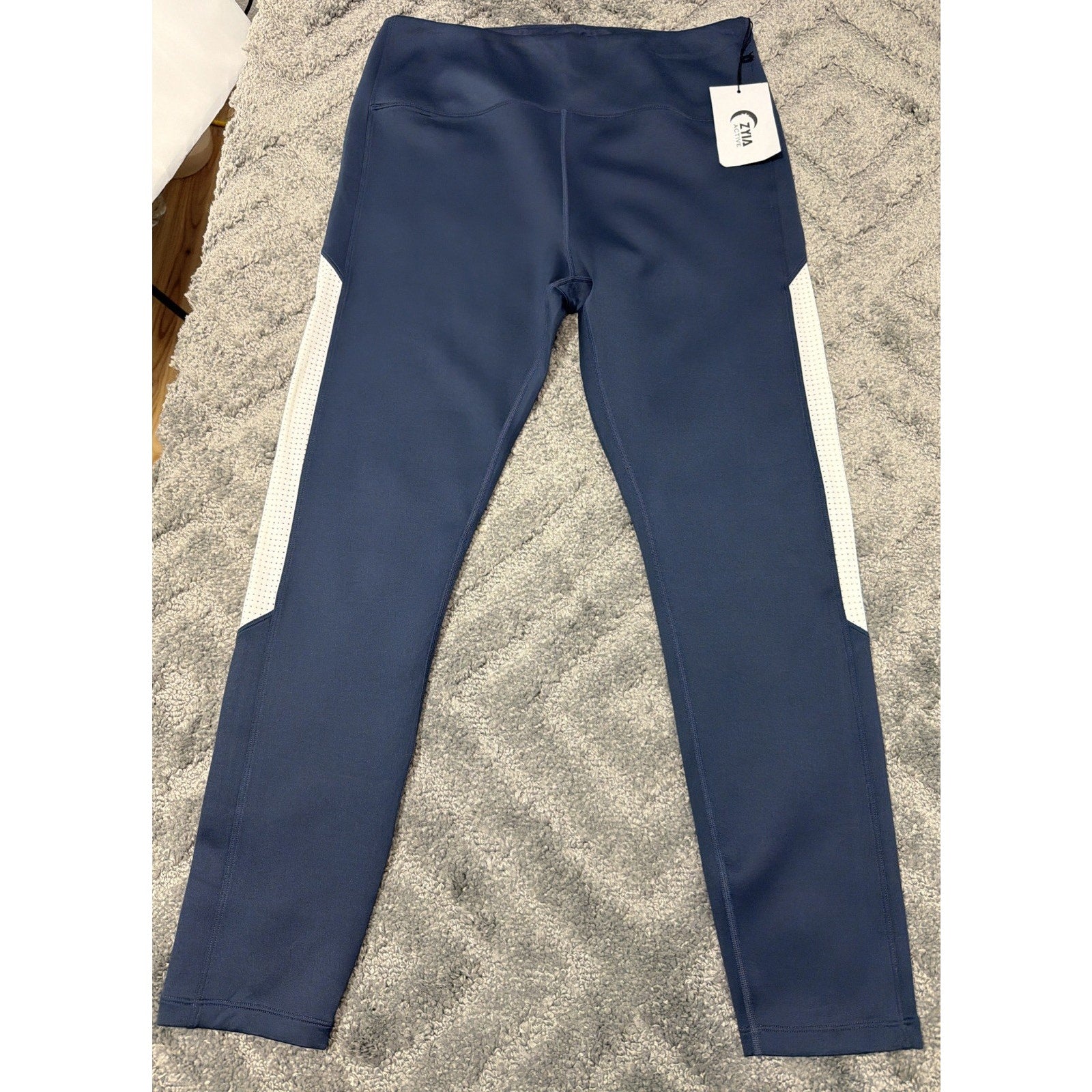 ZYIA Primo Mesh Panel High Rise 7/8 Leggings Blue White Size 20 New