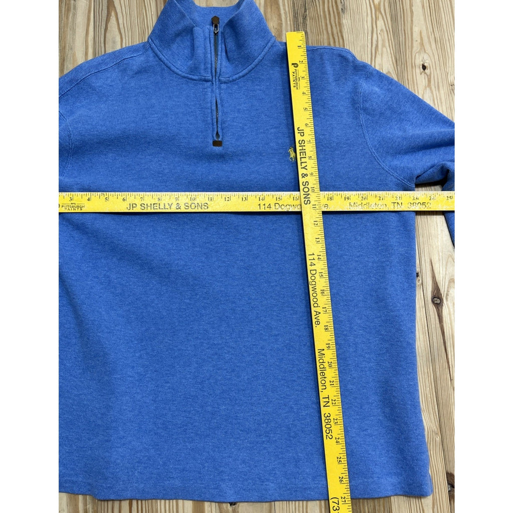 Polo Ralph Lauren Estate Rib 1/4 Zip Cotton Sweater - Mens Large - Blue
