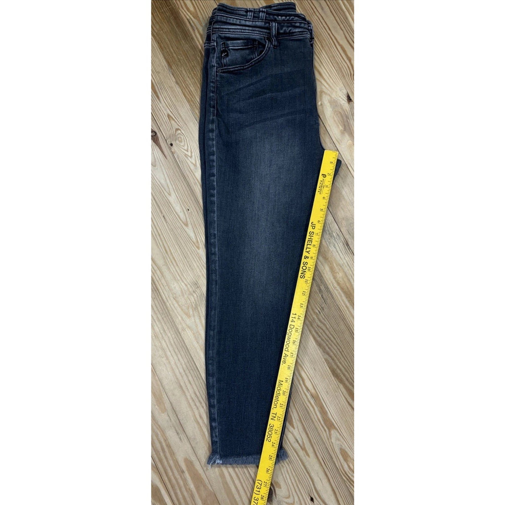 KanCan Jeans Skinny High Rise Ankle Charcoal Wash Size 31 Raw Hem