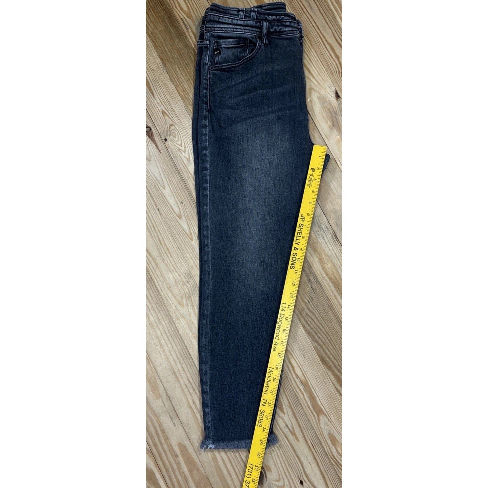KanCan Jeans Skinny High Rise Ankle Charcoal Wash Size 31 Raw Hem