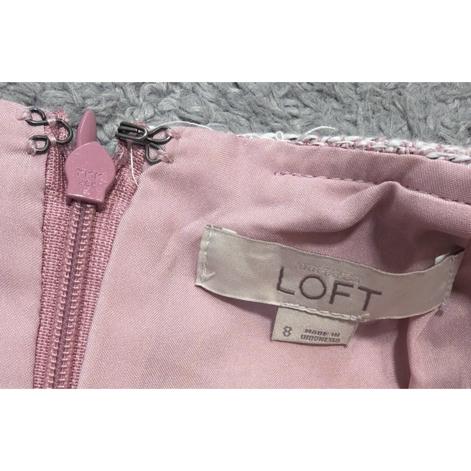 LOFT Tweed Mini Skirt Women’s 8 Pink Marled Boucle Side Zip Pocket Career Preppy