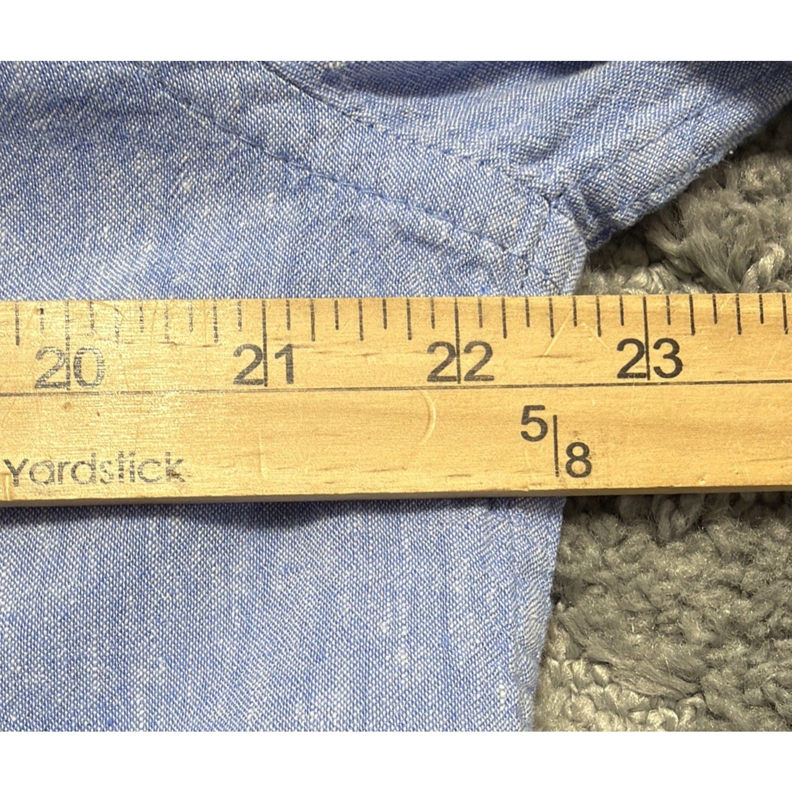 Magaschoni Men’s Linen Blend Slong Sleeve Roll Tab Button Down Shirt Blue L