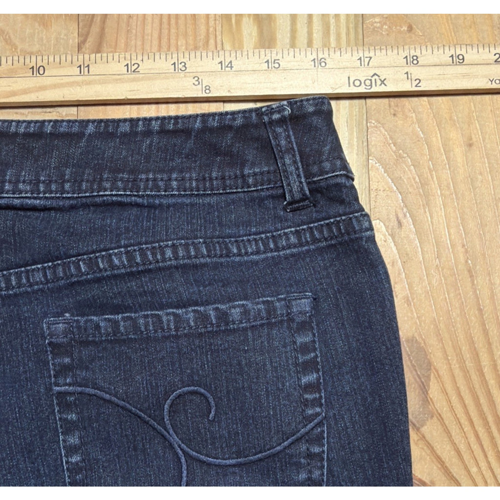 Chico's Blue Jeans Mid Rise Bootcut Flare Womens Size 32x31 Dark Wash