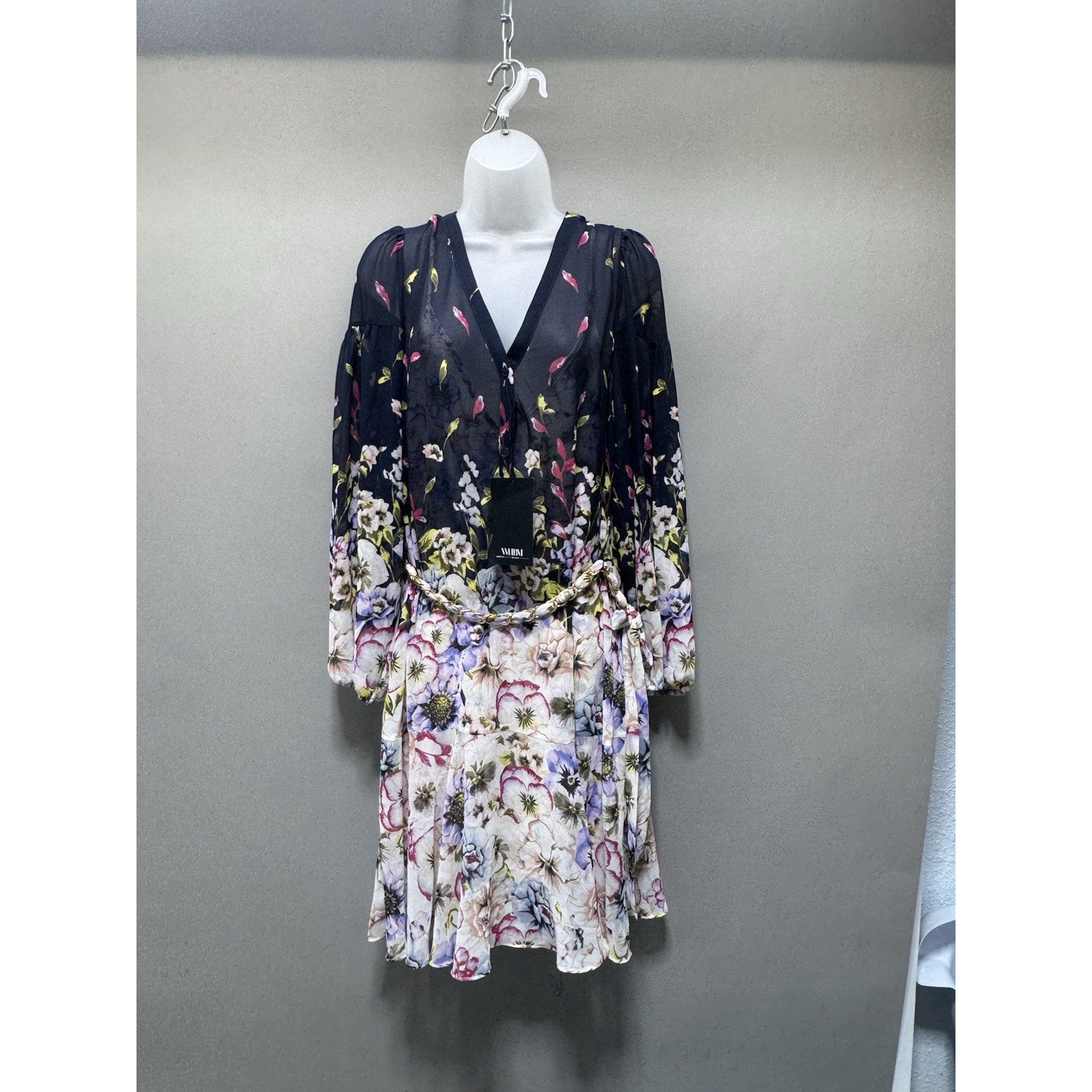 White House Black Market Floral Chain Belt Shirt Dress 17809 New Women’s Size L