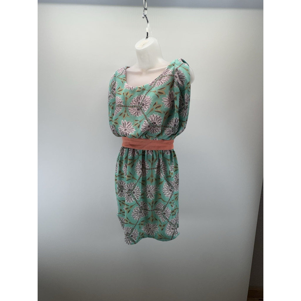 Anthropogie Esley Woven Abstract Floral Sleeveless A-Line Dress Green Size M