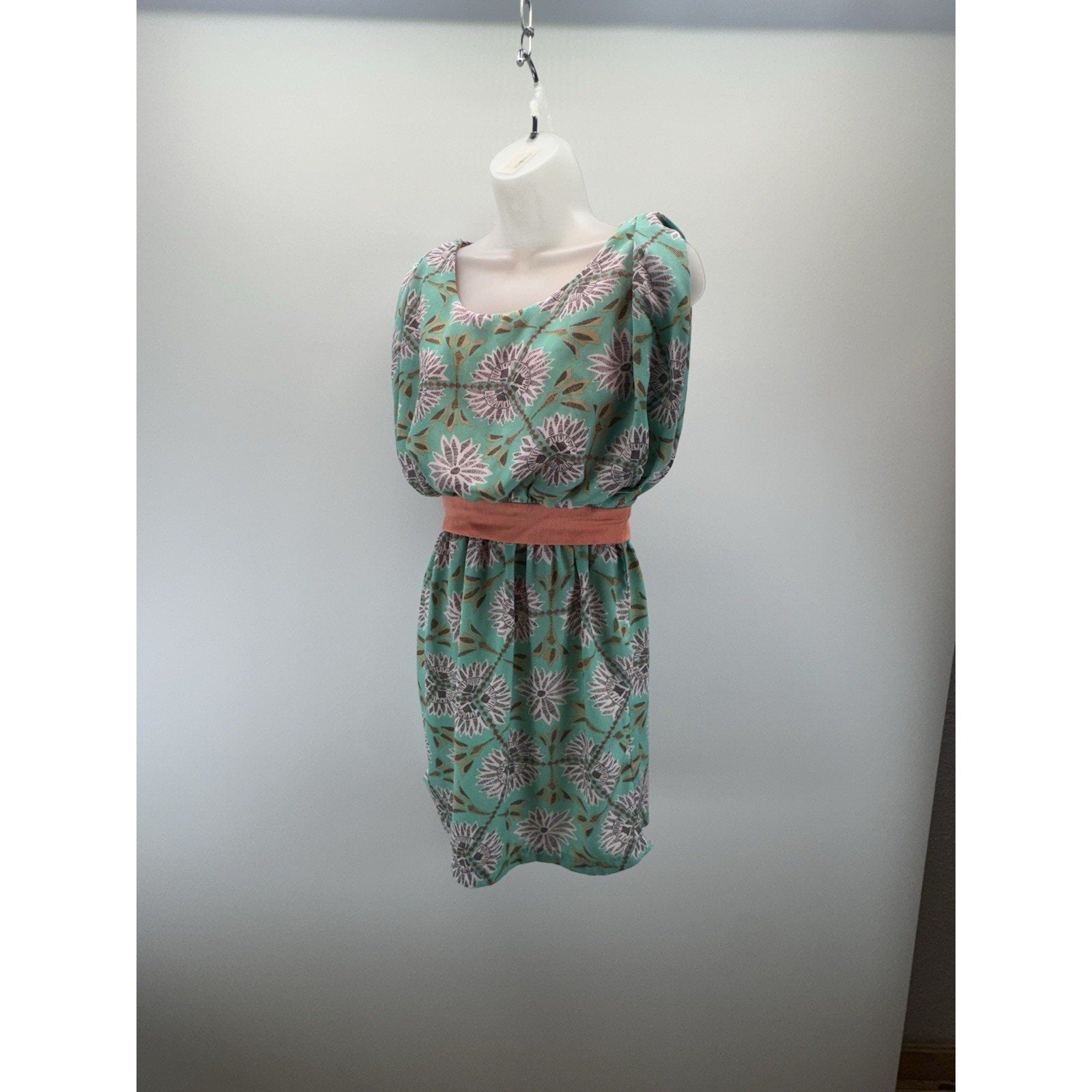 Anthropogie Esley Woven Abstract Floral Sleeveless A-Line Dress Green Size M