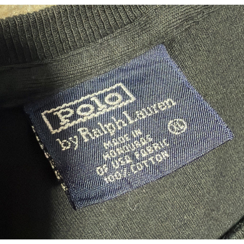 Vintage 1990s Polo Ralph Lauren Black T-Shirt with Brown Pony Logo XL