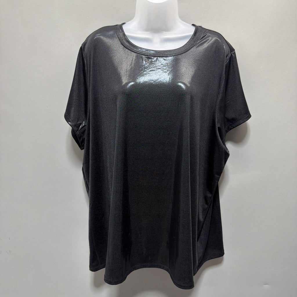 Torrid Metallic Foil Black Womens T-Shirt Size 3 Round Neck Short Sleeve Top NWT