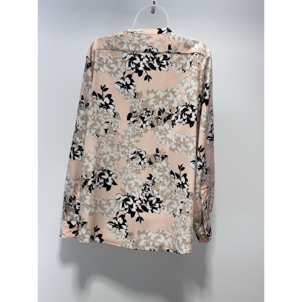Calvin Klein Shirt Pink Floral Long Sleeve Button Up Blouse Women’s Size XL