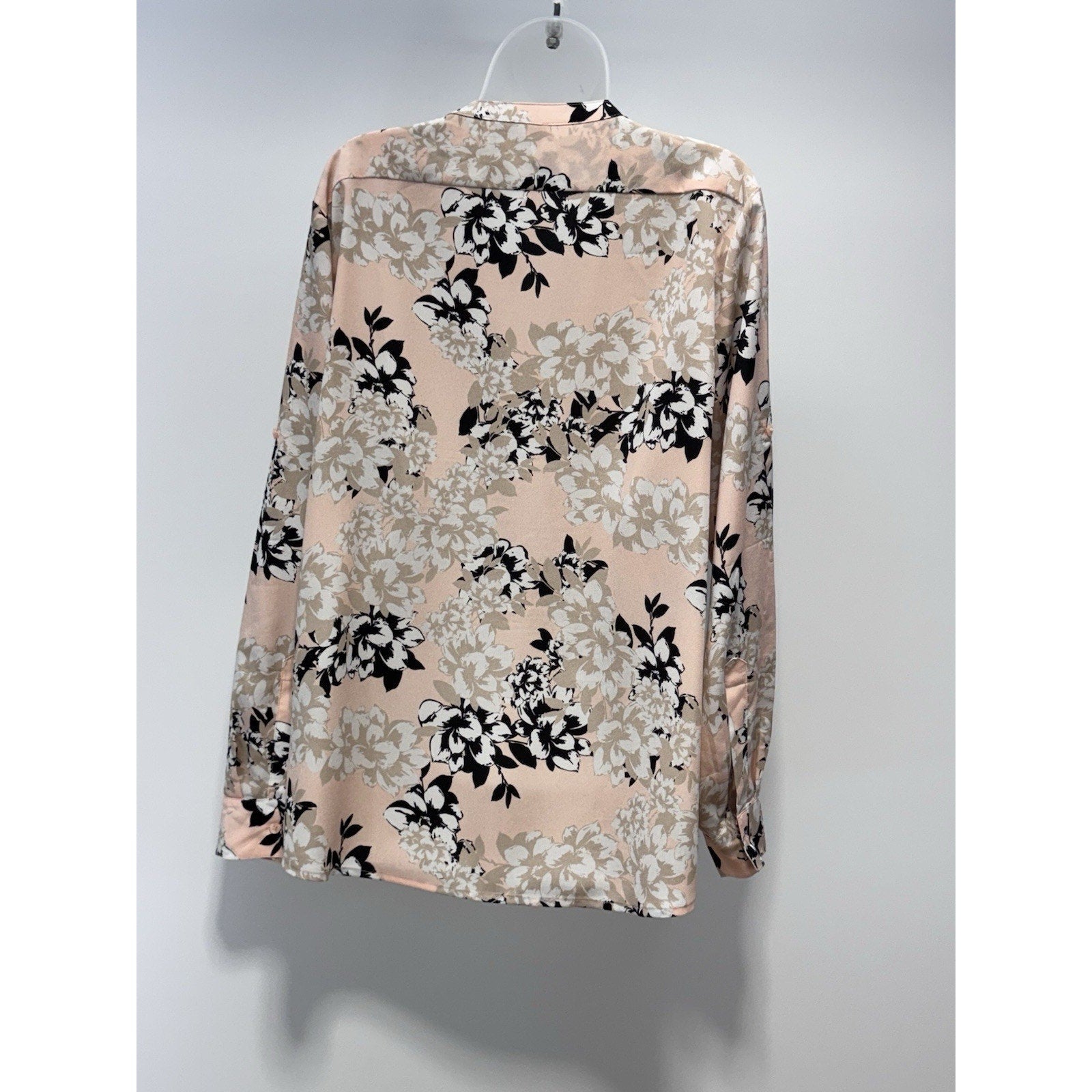 Calvin Klein Shirt Pink Floral Long Sleeve Button Up Blouse Women’s Size XL