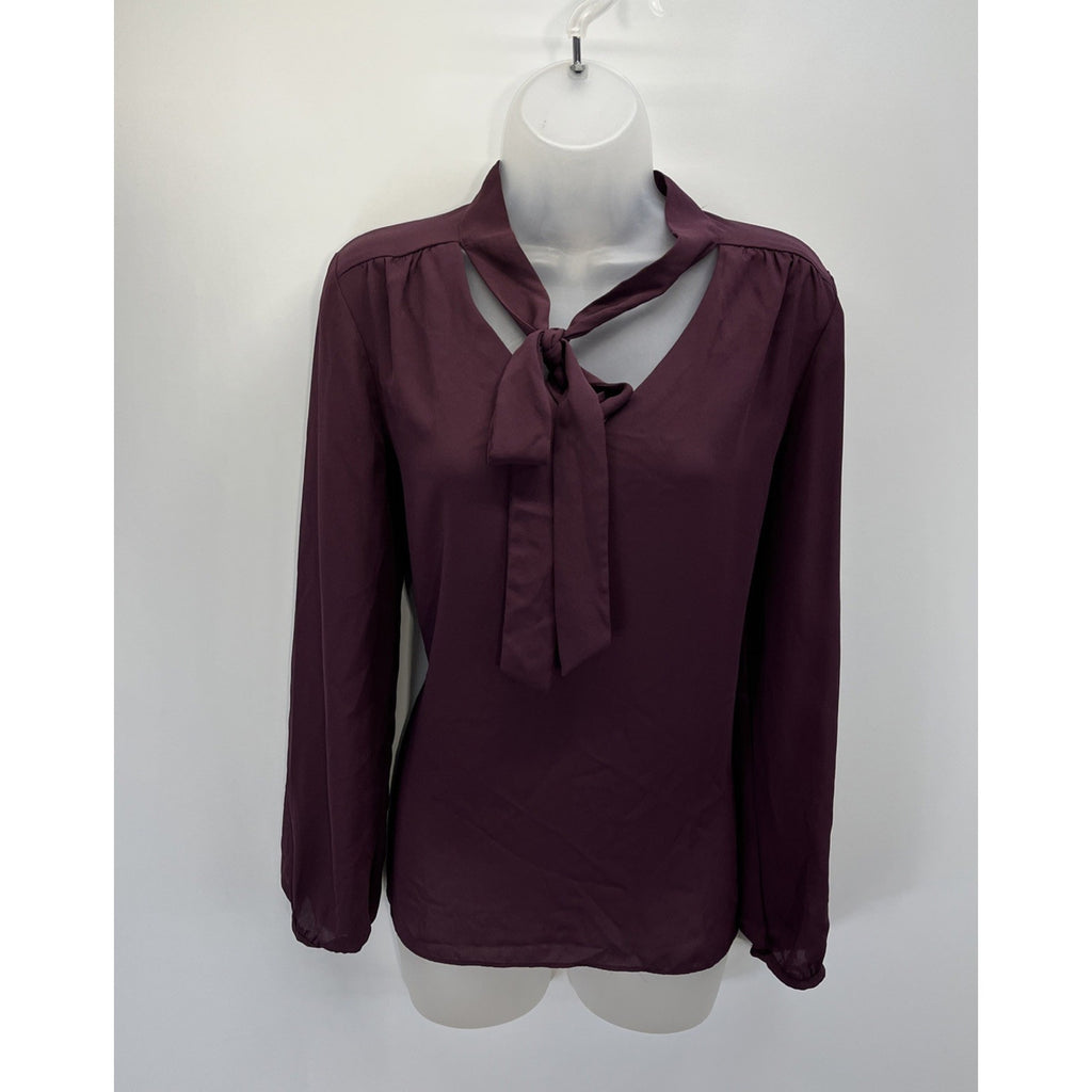Adrienne Vittadini Tie Front Size S Purple Blouse