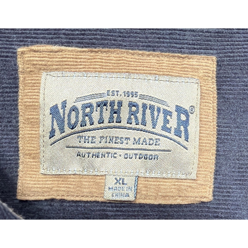 North River Outfitters Men's Brown Solid Corduroy Button Up Long Sleeve Shirt XL