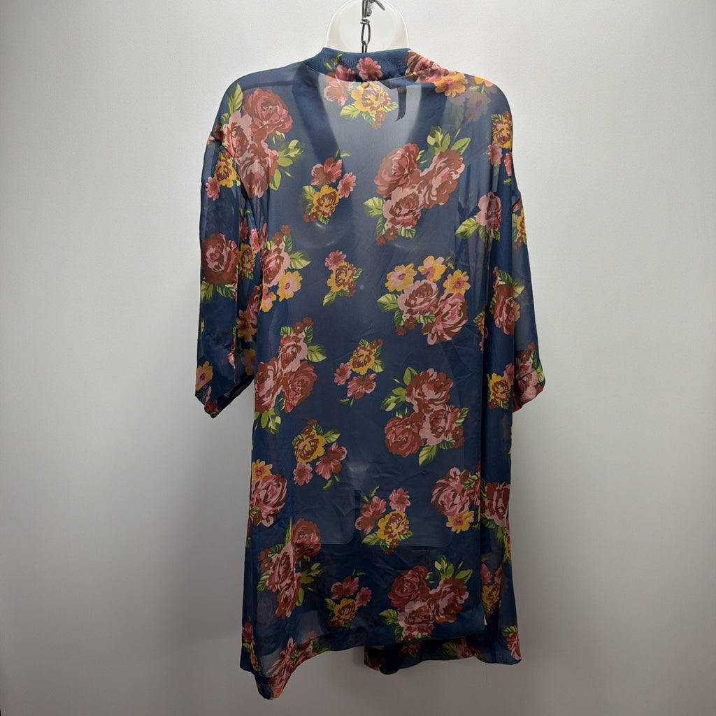 Matilda Jane Watch The Sunrise Blue Floral Open Front Sheer Kimono Size M/L