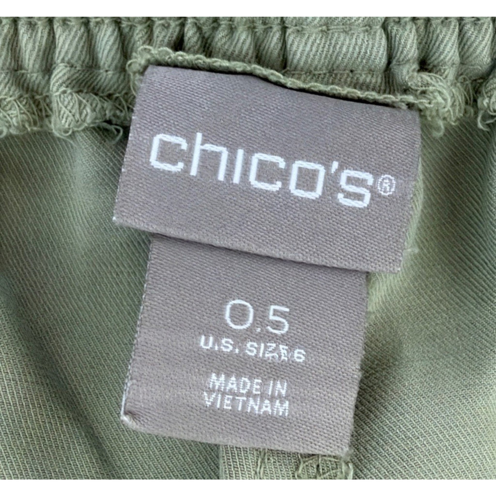 Chicos 0.5 Woman's Sz 6 Pull On Drawstring Casual Ankle Pants Sage