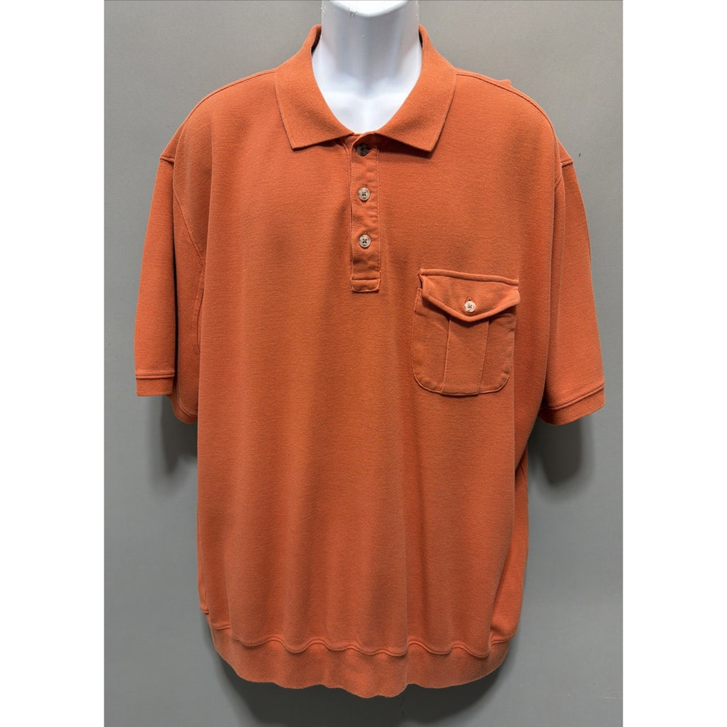 Duluth Trading Co. Polo Shirt Mens XL Orange Short Sleeve Outdoors Pocket Work