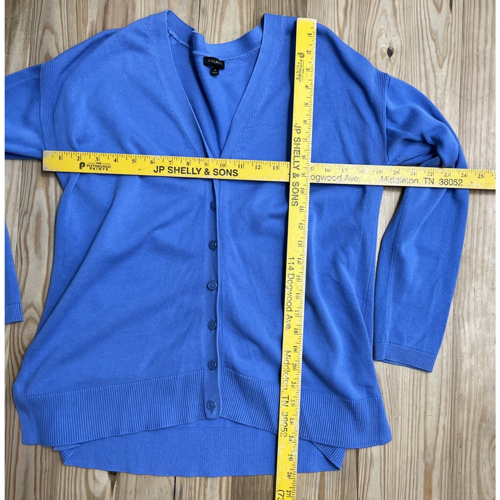 Talbots Button down Cardigan Womens M 3/4 Periwinkle Sleeve V Neckline