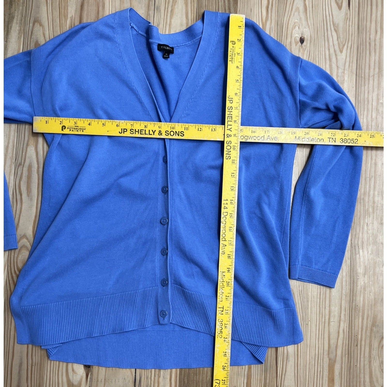 Talbots Button down Cardigan Womens M 3/4 Periwinkle Sleeve V Neckline