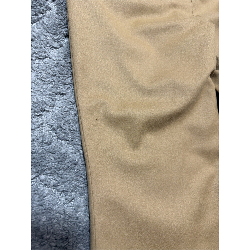 New Talbots Heritage Sz 10 Tan Italian Wool Lined Wide Leg Pants Office Mid Rise