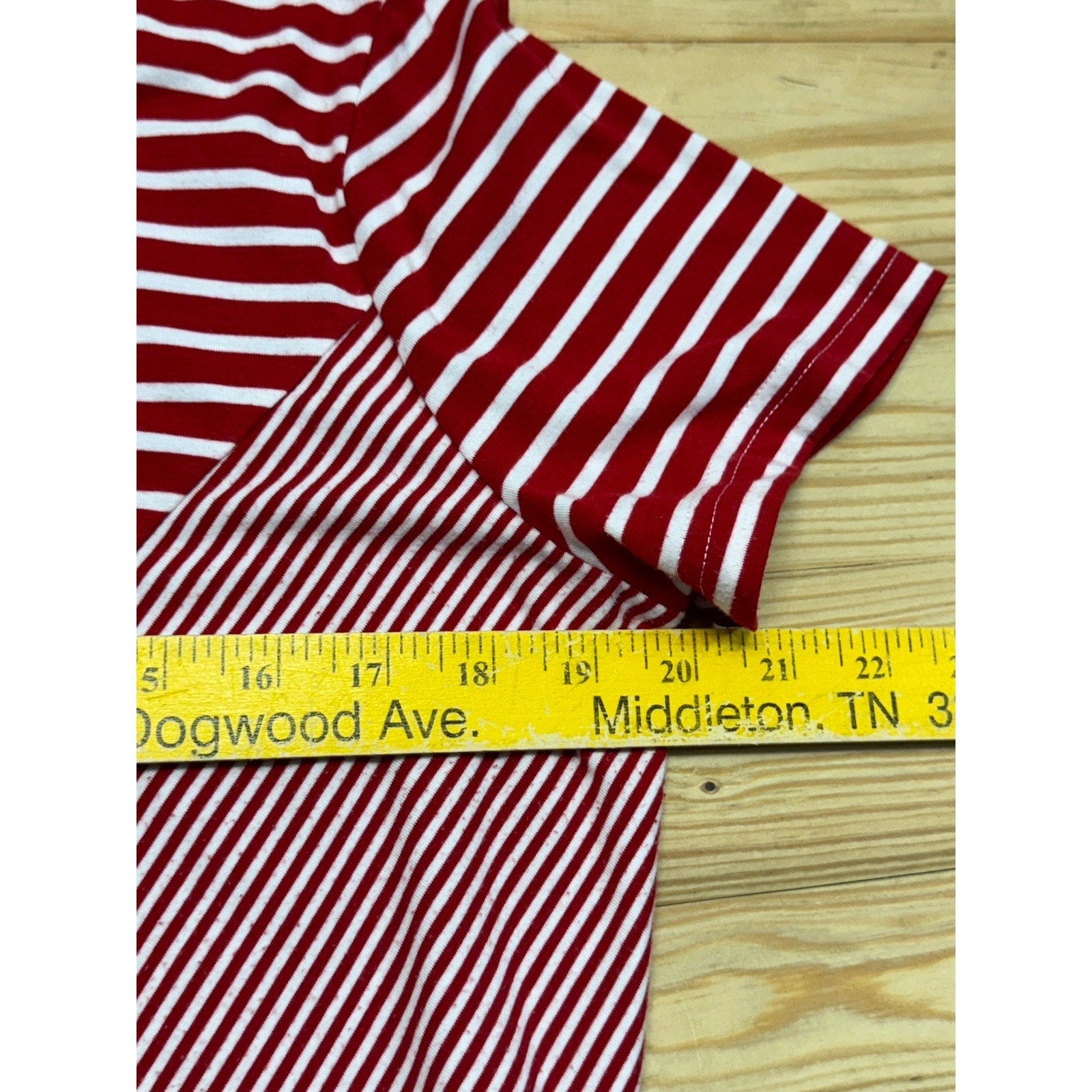 Sag Harbor Stretch Knit Top Red & White Stripe Women’s Petite Large