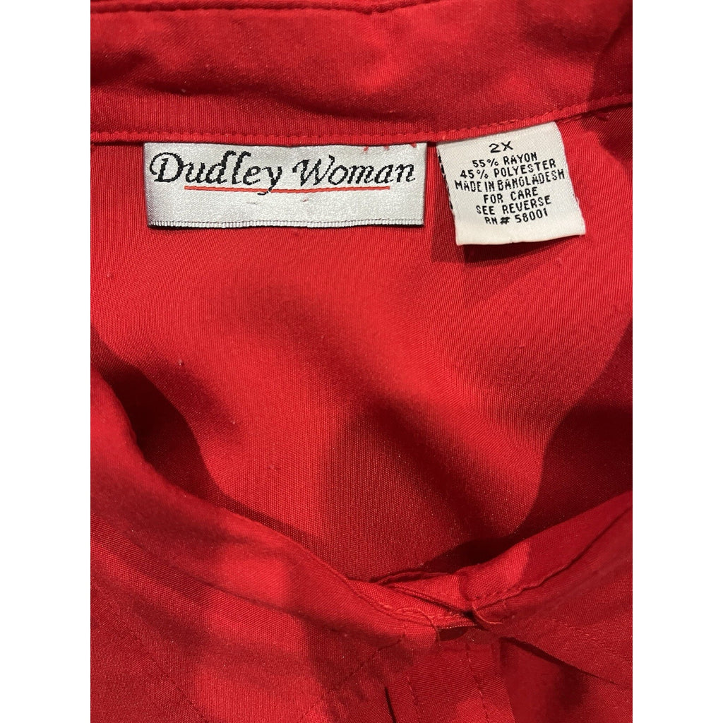Vintage Late 80’s South Dudley Button Up Shirt Red Short Sleeve Women's 2X