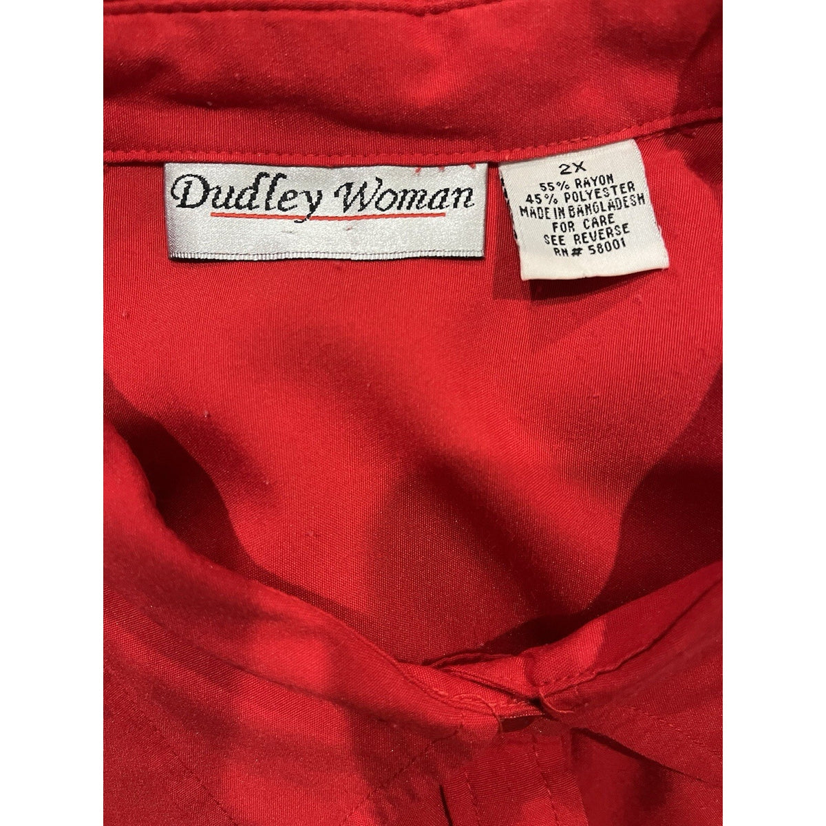 Vintage Late 80’s South Dudley Button Up Shirt Red Short Sleeve Women's 2X