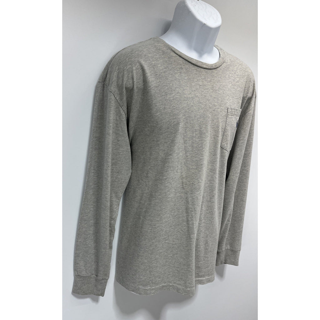 Polo Ralph Lauren Gray Long Sleeve Crew Neck Shirt Front Pocket Size Large