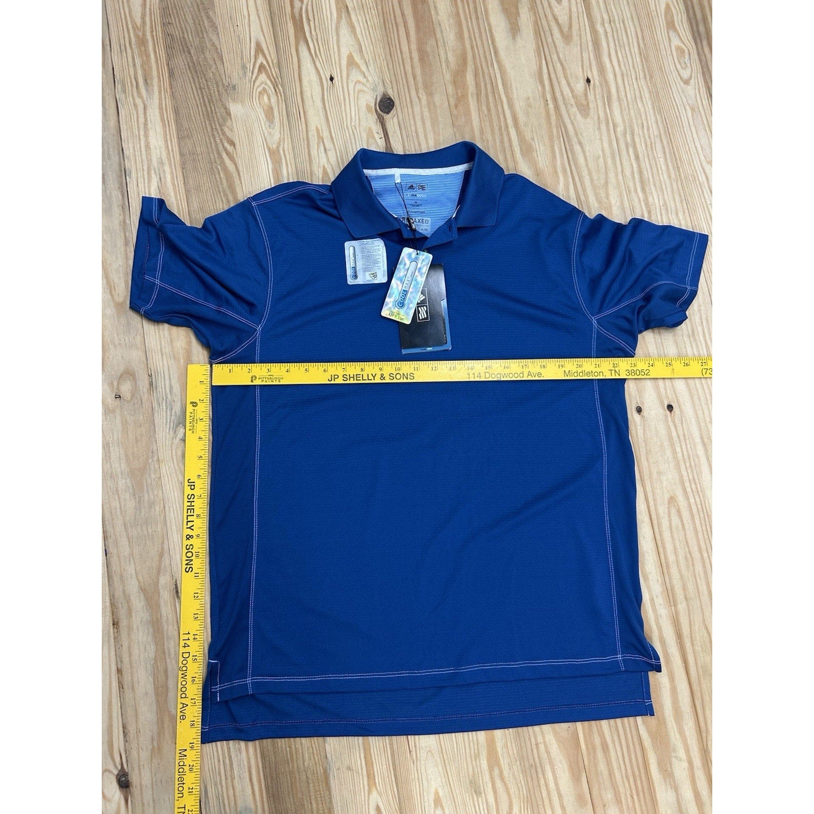 ADIDAS Men's Blue Climalite Textured Regular-Fit Short Sleeve Golf Polo SZ M