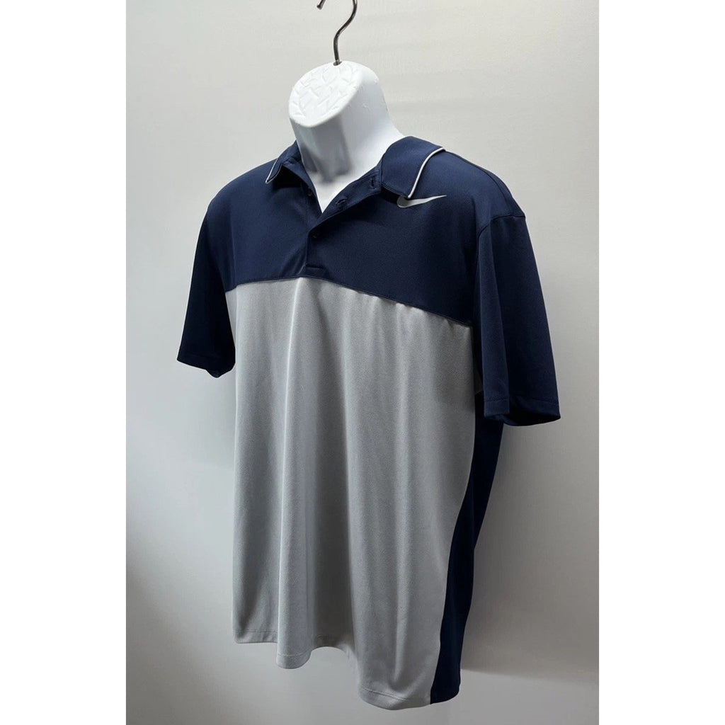 NIKE Golf STANDARD FIT POLO SHIRT GRAY STRIPED MENS Large