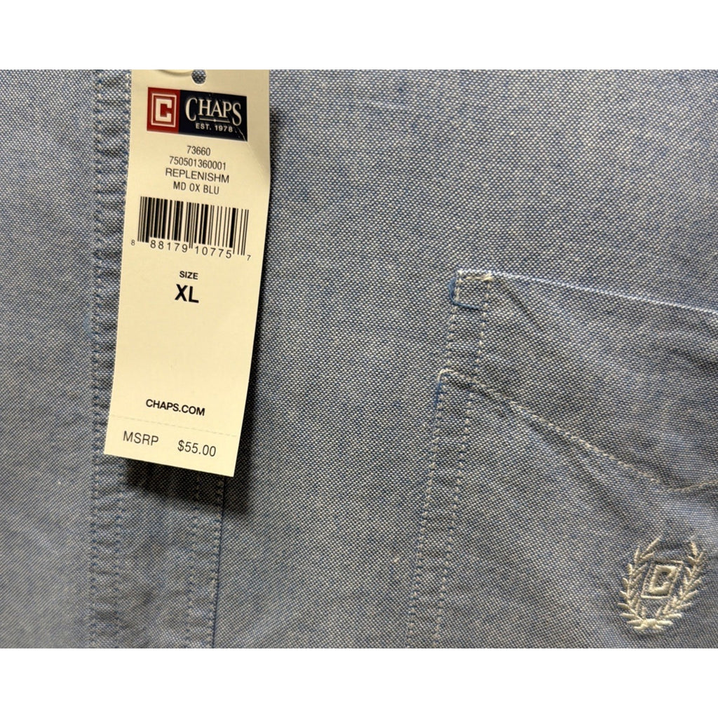 Chaps Blue Button Up Chambray Oxford Men’s XL Long Sleeve NWT