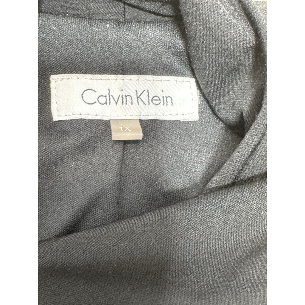 CALVIN KLEIN Solid Black Drape Formal Open Jacket Women’s Size 1X
