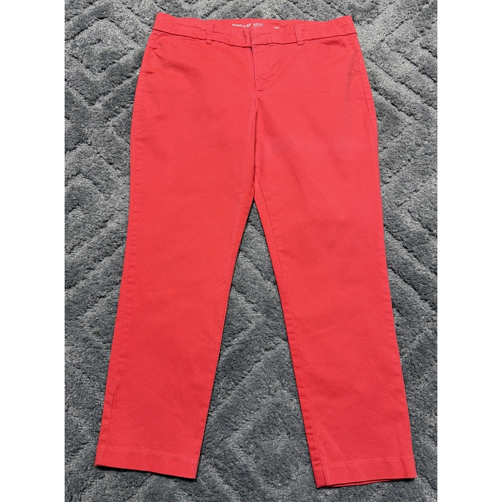 Gap Pants Womens 10 Melon Khaki Slim City Crop Chino Mid Rise Stretch Cotton