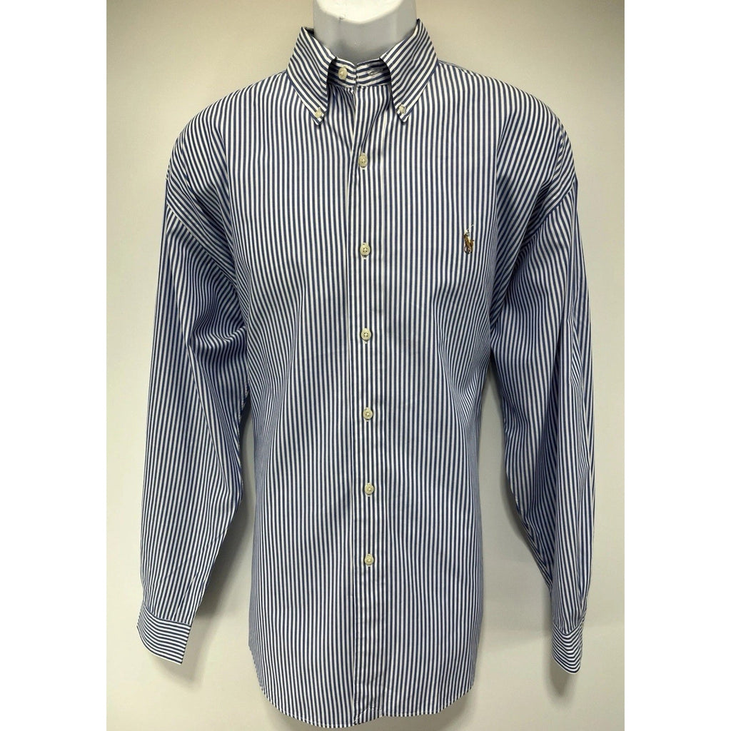 Ralph Lauren Blaire Cotton Oxford L Shirt Blue Stripe Button Down Men’s