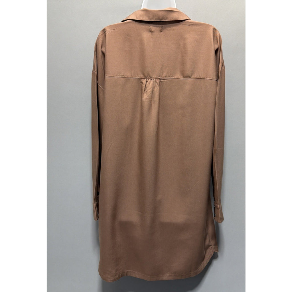 Women’s UpWest Brown All-Around Button Down Shirt Dress Size Medium NWT 78$MSRP