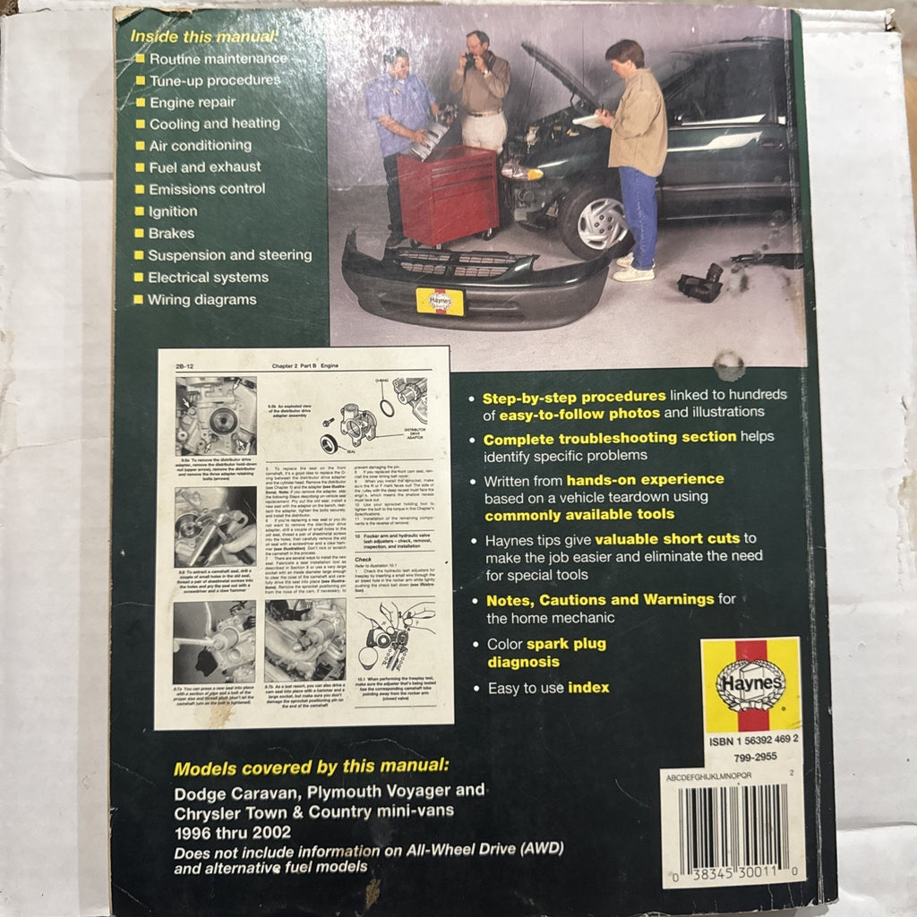Haynes 30011 Manual 1996-2002 Dodge Caravan Plymouth Voyage Dodge Town & Country