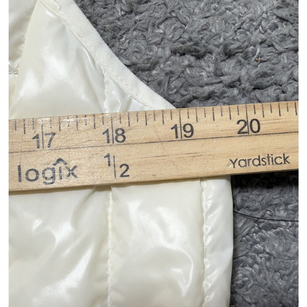 Exertek Womens L White Duck Down Puffer Vest NWT Blue Zip Lightweight