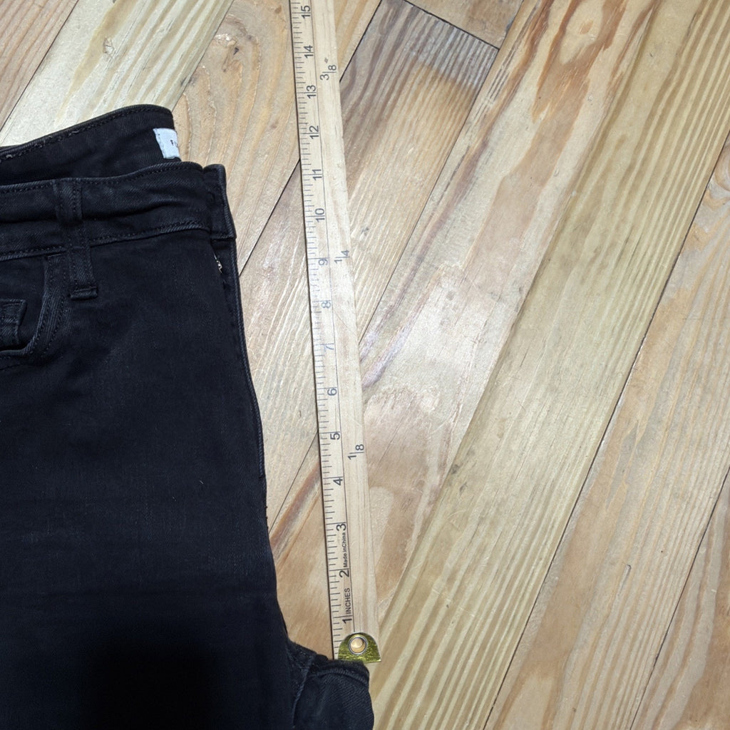 Flying Monkey Womens Hig Rise Slim Crop Jeans 30 Black Stretch Denim Raw Hem