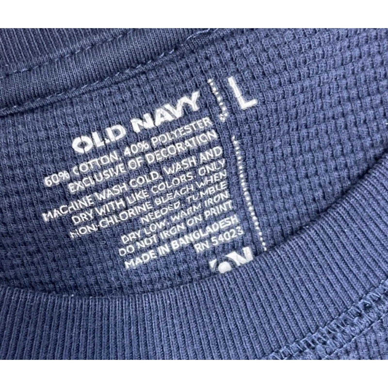 Old Navy Men's Thermal Shirt Long Sleeve Blue Large Crewneck