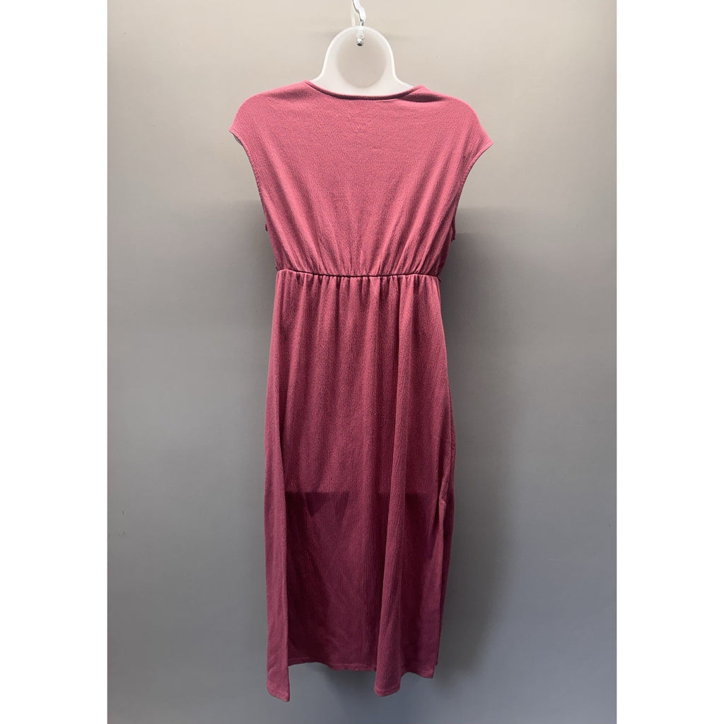Isabel Maternity Pink Empire Waist Dress Women Small Stretch V Neck Midi Casual